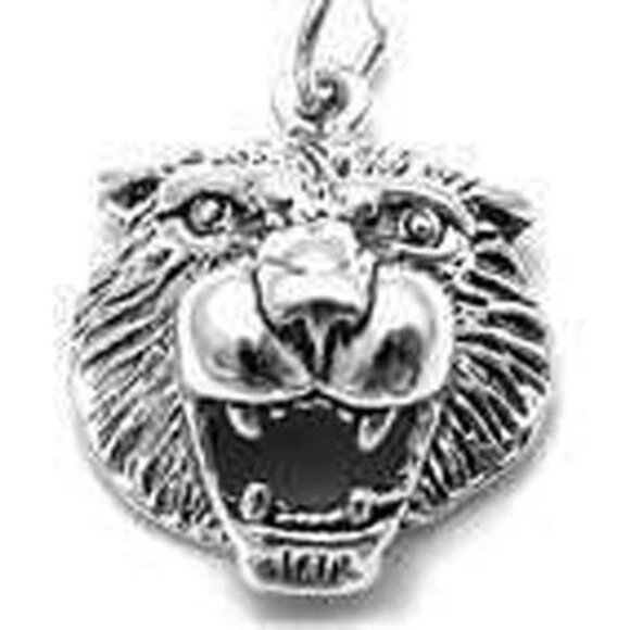 TIGER HEAD CHARM IN STERLING SILVER. - Picture 1 of 1